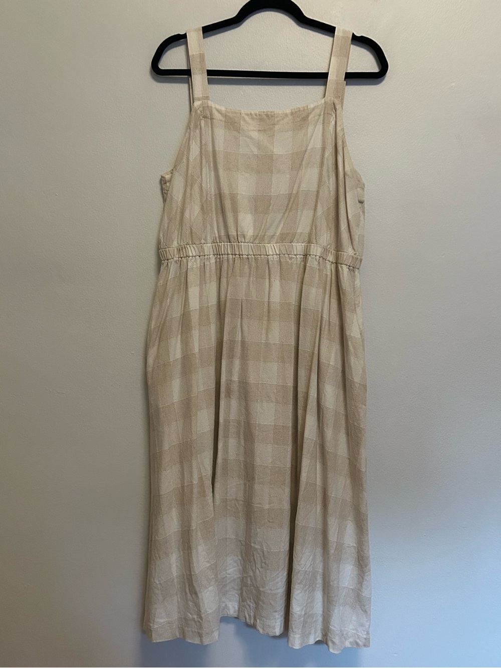 Gilli Cream and Beige Gingham Midi Sundress